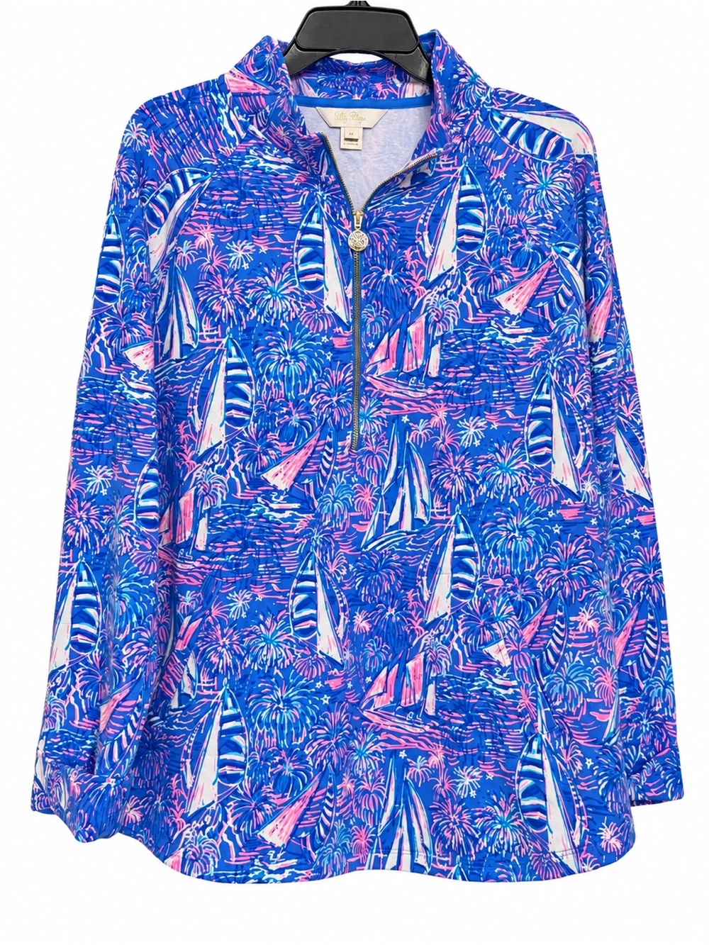 Lilly Pulitzer Women’s Blue & Pink Sailboat Half-Zip Rashguard